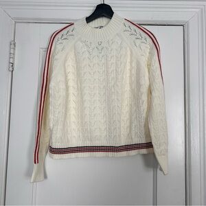 Vigoss Cream Cricket Sweater with Red and Black Stripes